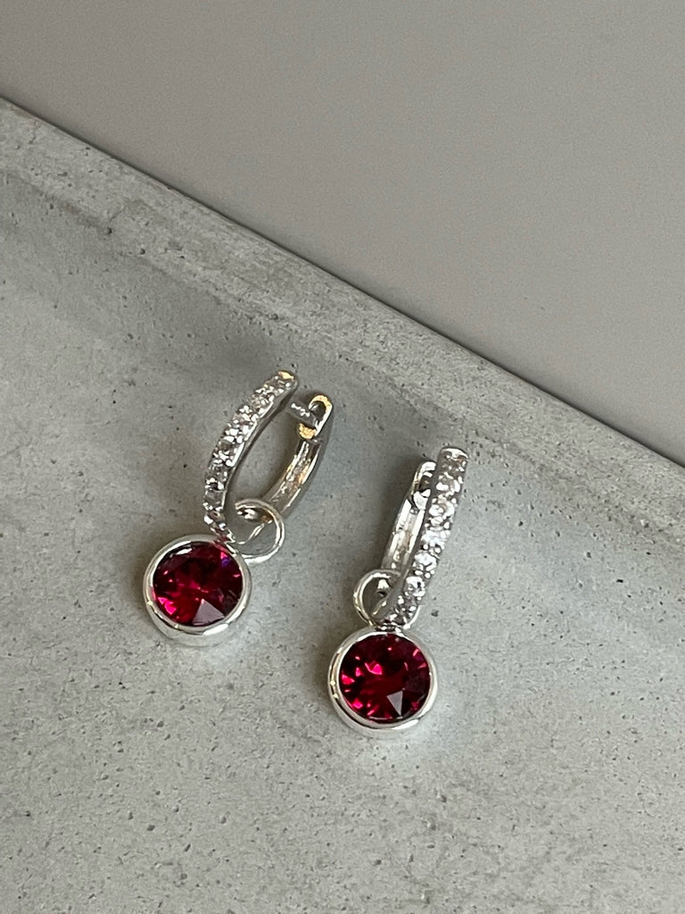 Sparkly Crystal Charm Huggies - January Earrings Secret Halo 
