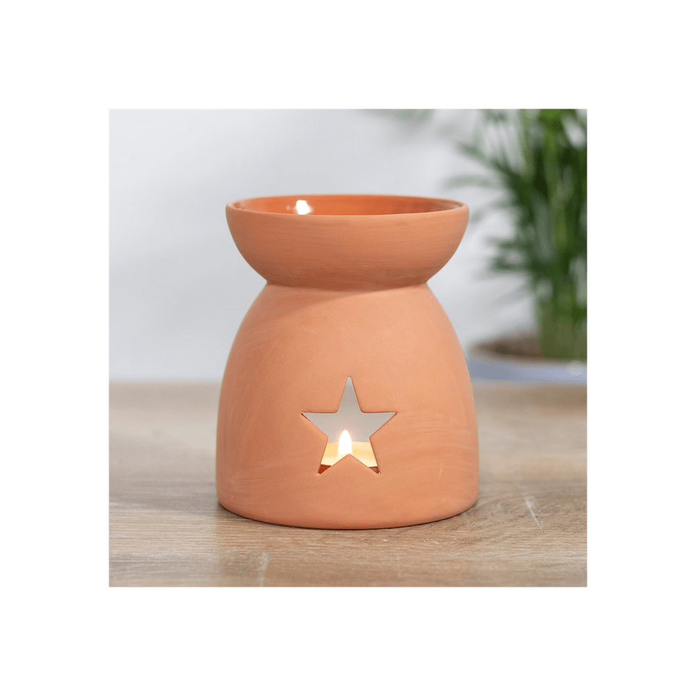 Star Cutout Terracotta Effect Oil Burner Candle Holders N/A 