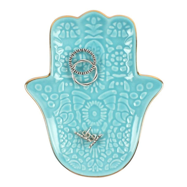 Turquoise Hamsa Hand Jewellery Dish Jewellery Storage Secret Halo 