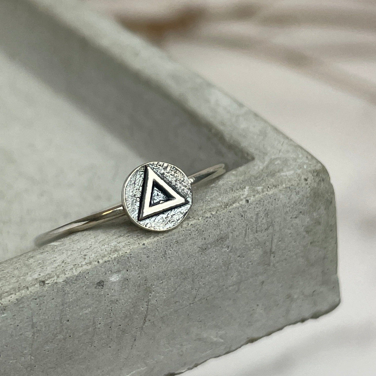 Sterling silver triangle on sale ring