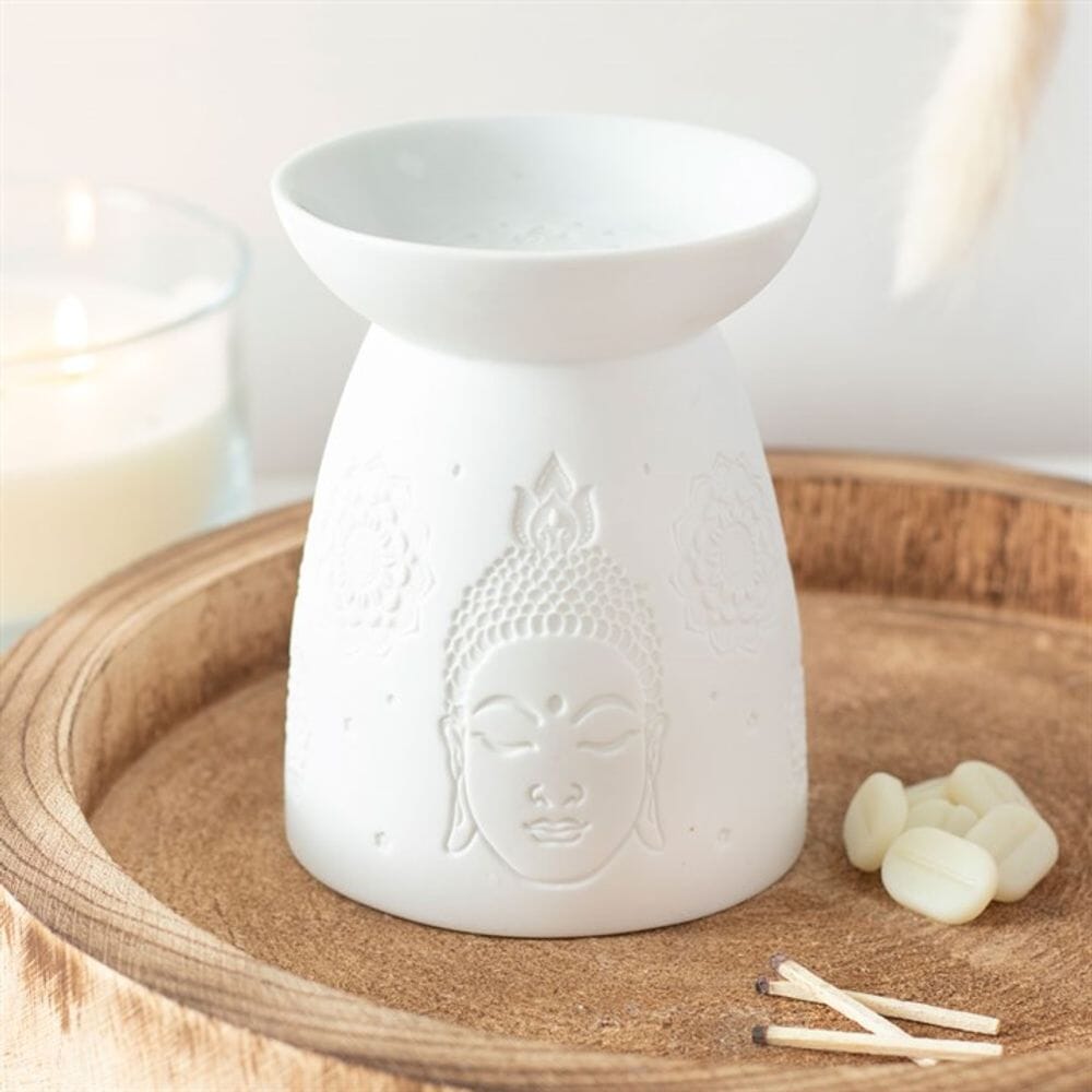 White Ceramic Buddha Face Oil Burner Oil Burners N/A 