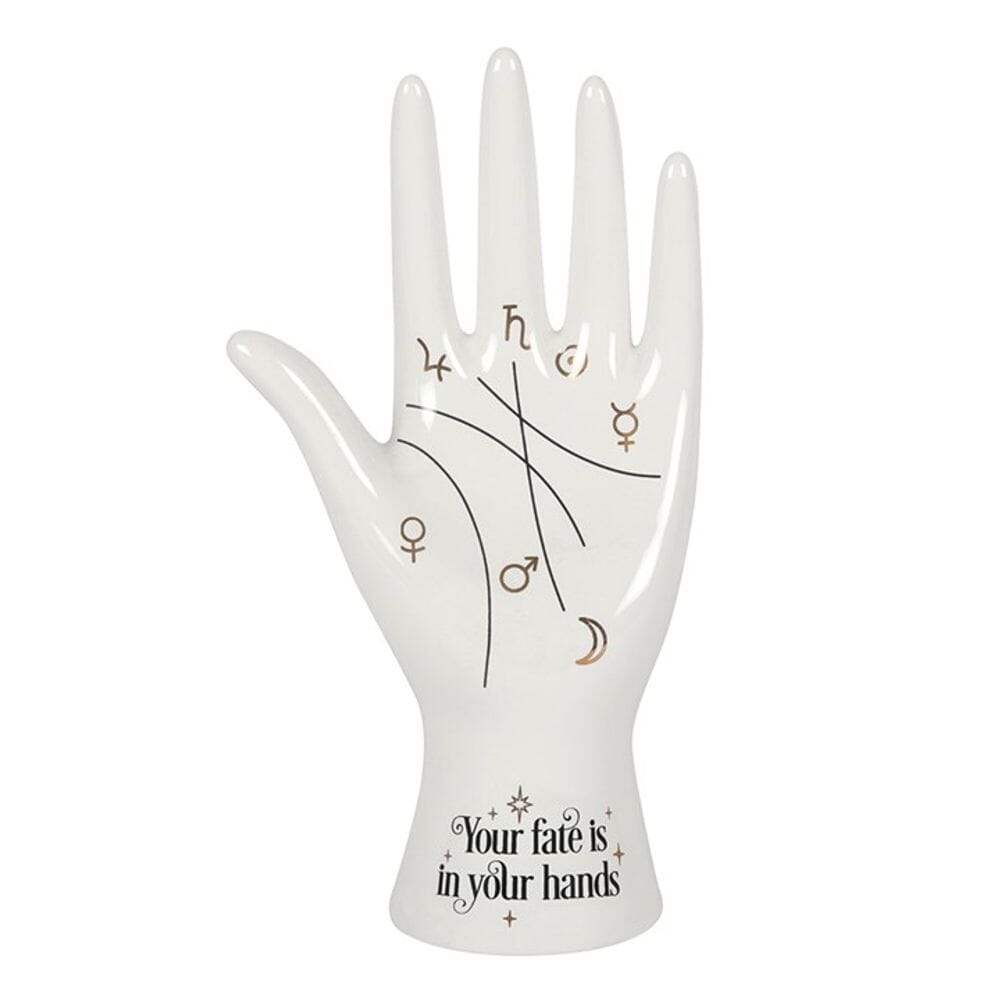 White Ceramic Palmistry Hand Ornament Holiday Ornaments N/A 